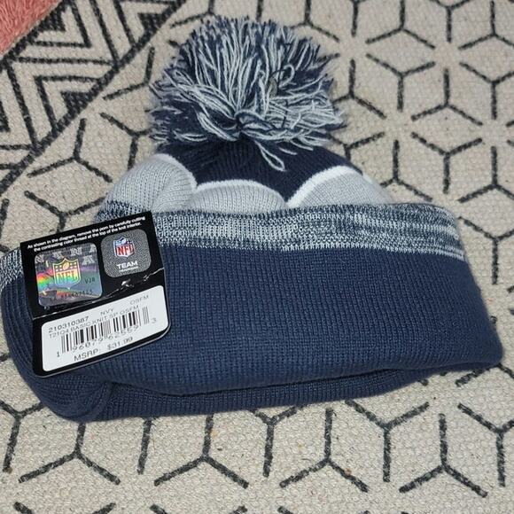 NFL DALLAS COWBOYS NEW ERA NAVY & GRAY BEANIE W REMOVABLE POM ONE SIZE FITS MOST - Picture 5 of 8